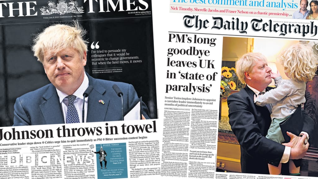 The Papers: Johnson quits and country in ‘state of paralysis’